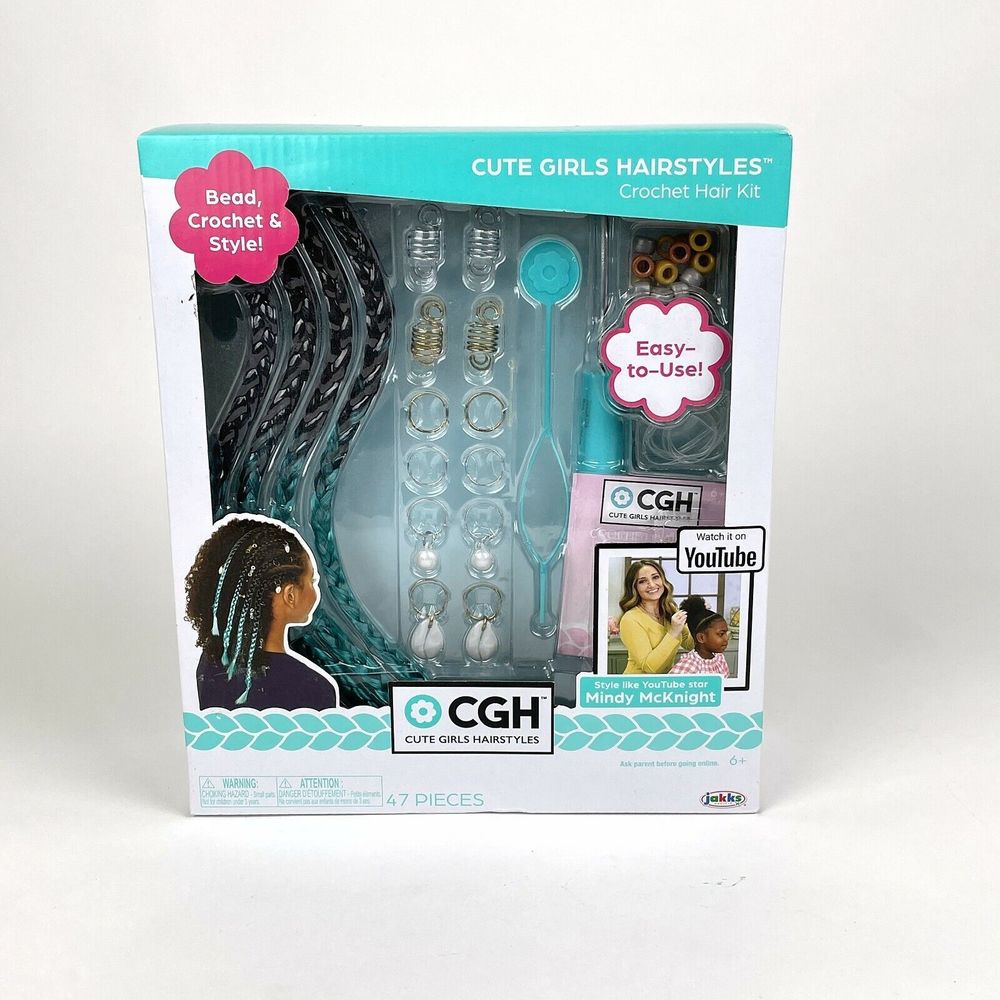 CGH Cute Girls Hairstyles Braid Extensions & Beads - Crochet Hair Kit  - NIB